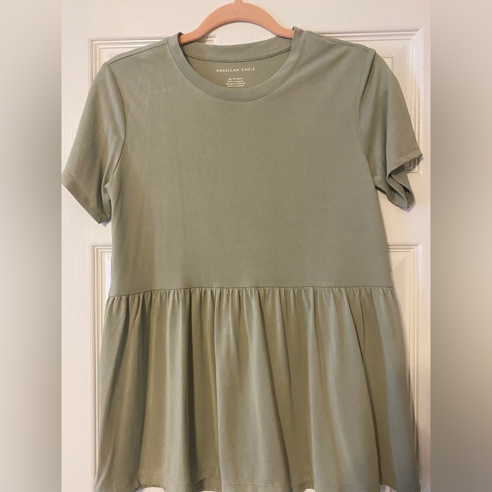 American Eagle Sage Green Peplum Top